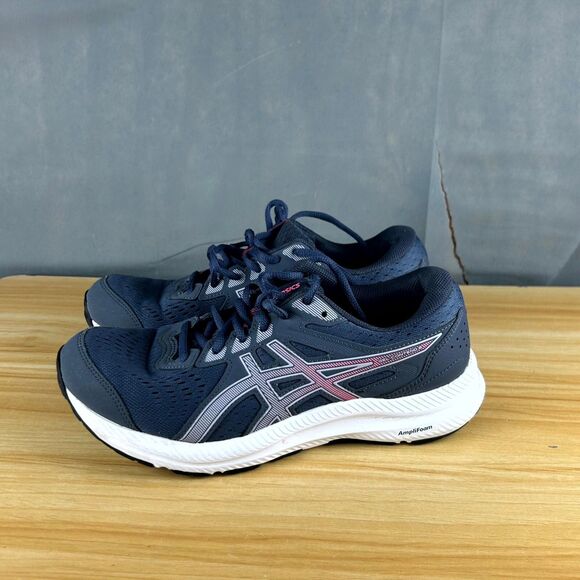 ASICS Gel-Contend 8 1012B320 Shoes Womens 8.5 Navy Blue Running Lace-Up Sneakers - Picture 4 of 10